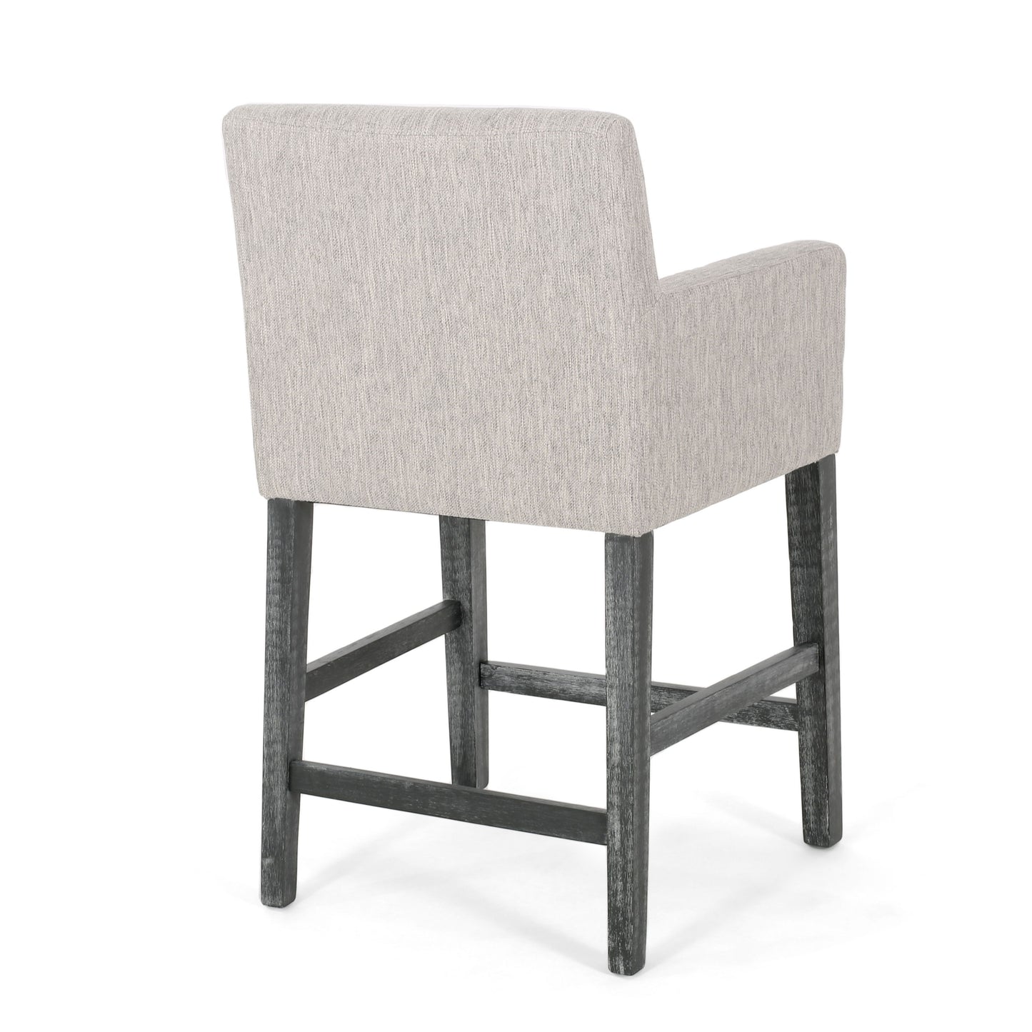 Charmed Upholstered Counter Stool With H Frame Base And Round Arms - Light Gray