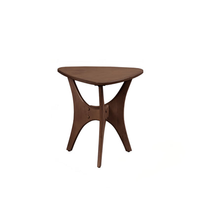Mid - Century Triangle Wood Side Table - Pecan