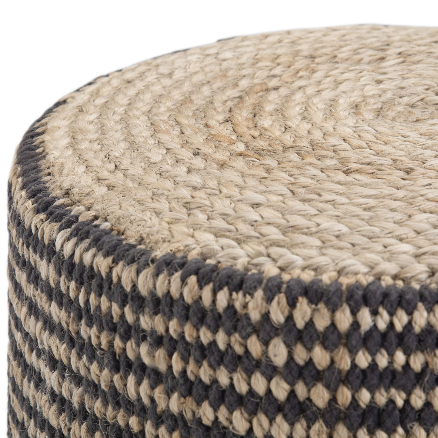 Larissa - Round Braided Pouf - Natural