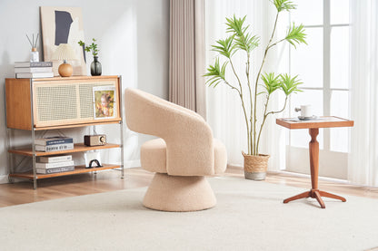 Swivel Accent Chair Armchair, Round Barrel Chair For Living Room Bedroom - Cream