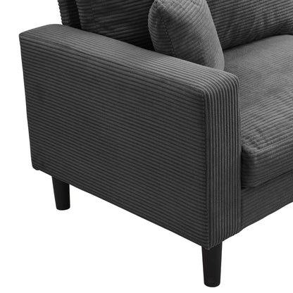 Modern Upholstered 2 Piece Sofa Set, Comfy Corduroy Living Room Furniture - Dark Gray