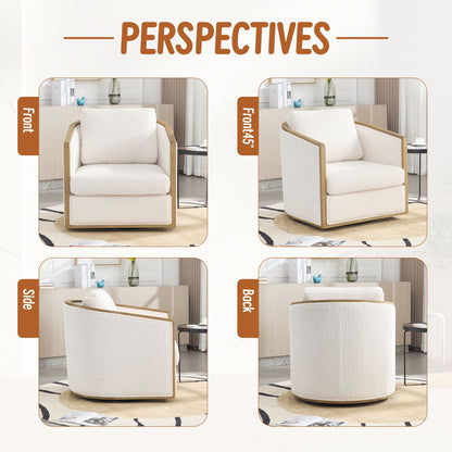 Swivel Barrel Chair, Comfortable Accent Sofa Chair, 360 Degree Swivel - Beige