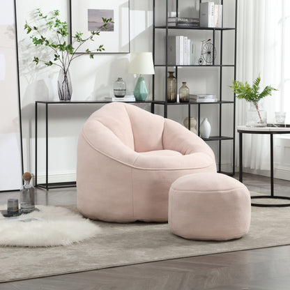 Bedding Bean Bag Sofa Chair High Pressure Foam Bean Bag Chair Adult Material With Padded Foam Padding Compressed Bean Bag With Footrest - Pink
