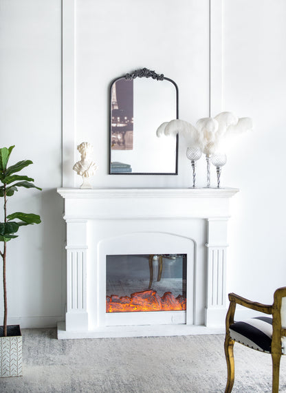 Classic Design Mirror With And Baroque Inspired Frame For Bathroom, Entryway Console Lean Against Wall - Black