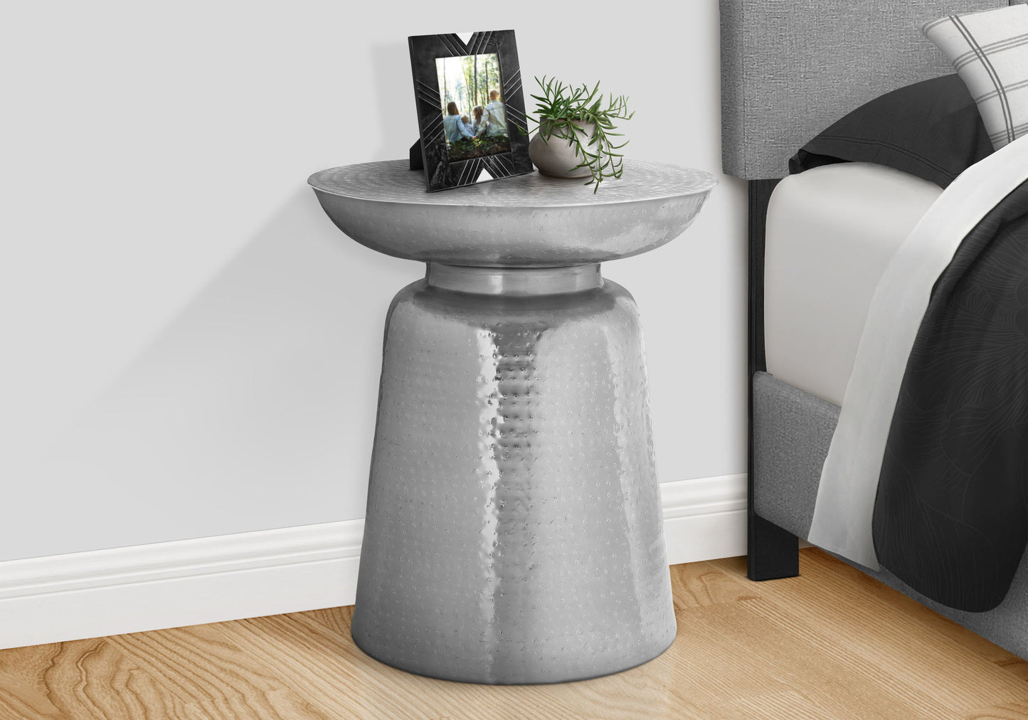Drum Accent Side Table, Durable Construction, Contemporary & Modern - Chrome