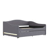 Full Size Upholstered Daybed With Light And Trundle - Gray
