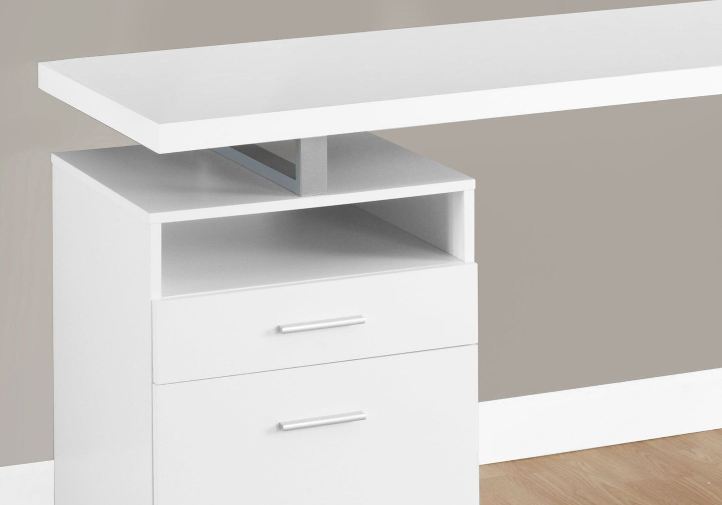 Computer Desk For Home Office, Laptop, Left, Right Set - Up, Storage Drawers, Contemporary Convenient Design - White