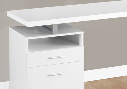Computer Desk For Home Office, Laptop, Left, Right Set - Up, Storage Drawers, Contemporary Convenient Design - White