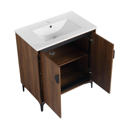 Bathroom Vanity Freestanding Cabinet With Sink - Brown
