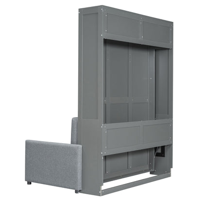 Full Size Murphy Wall Bed With Cushion - Gray