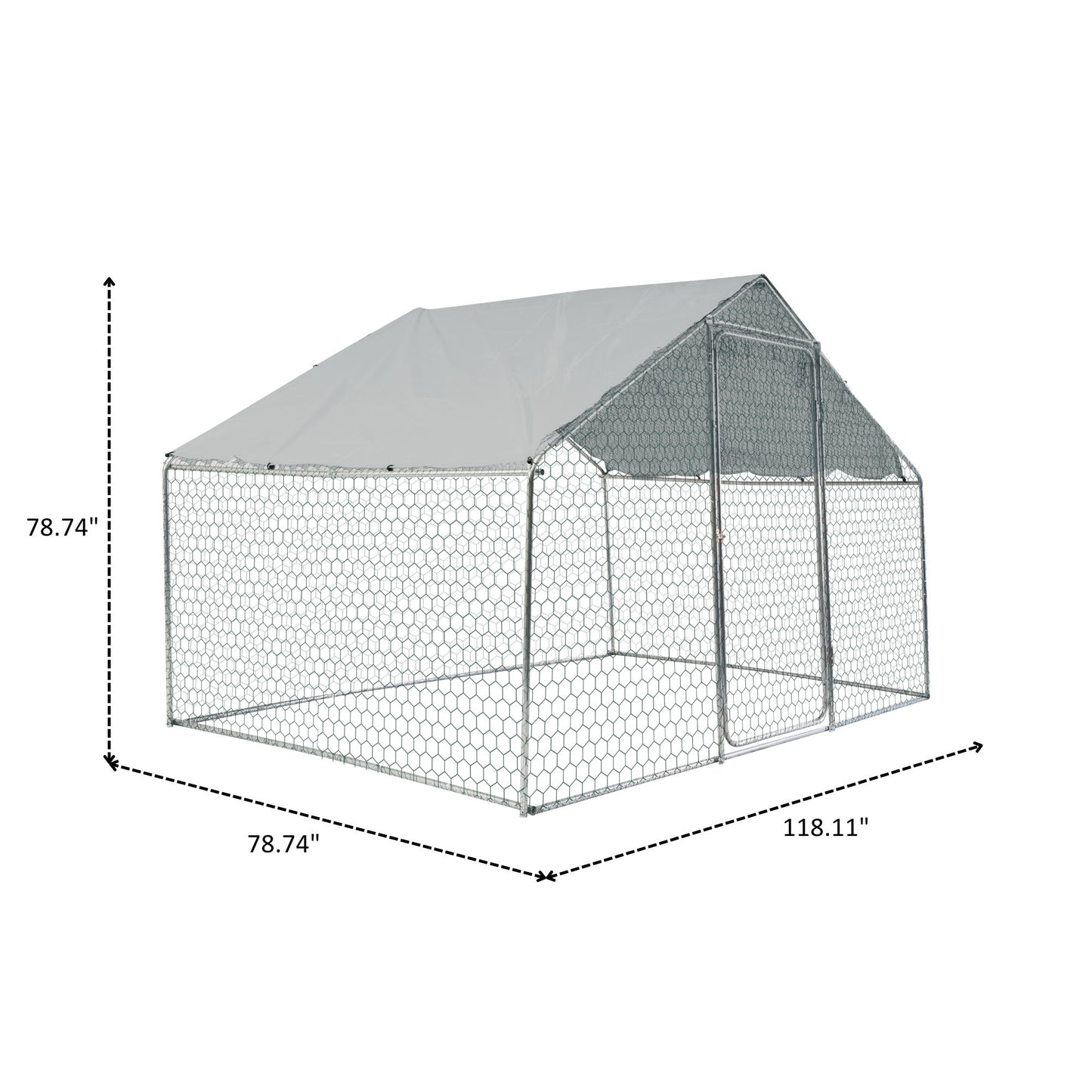 Xpt033 Outdoor Chicken Coop Metal Big Space - Silver Gray