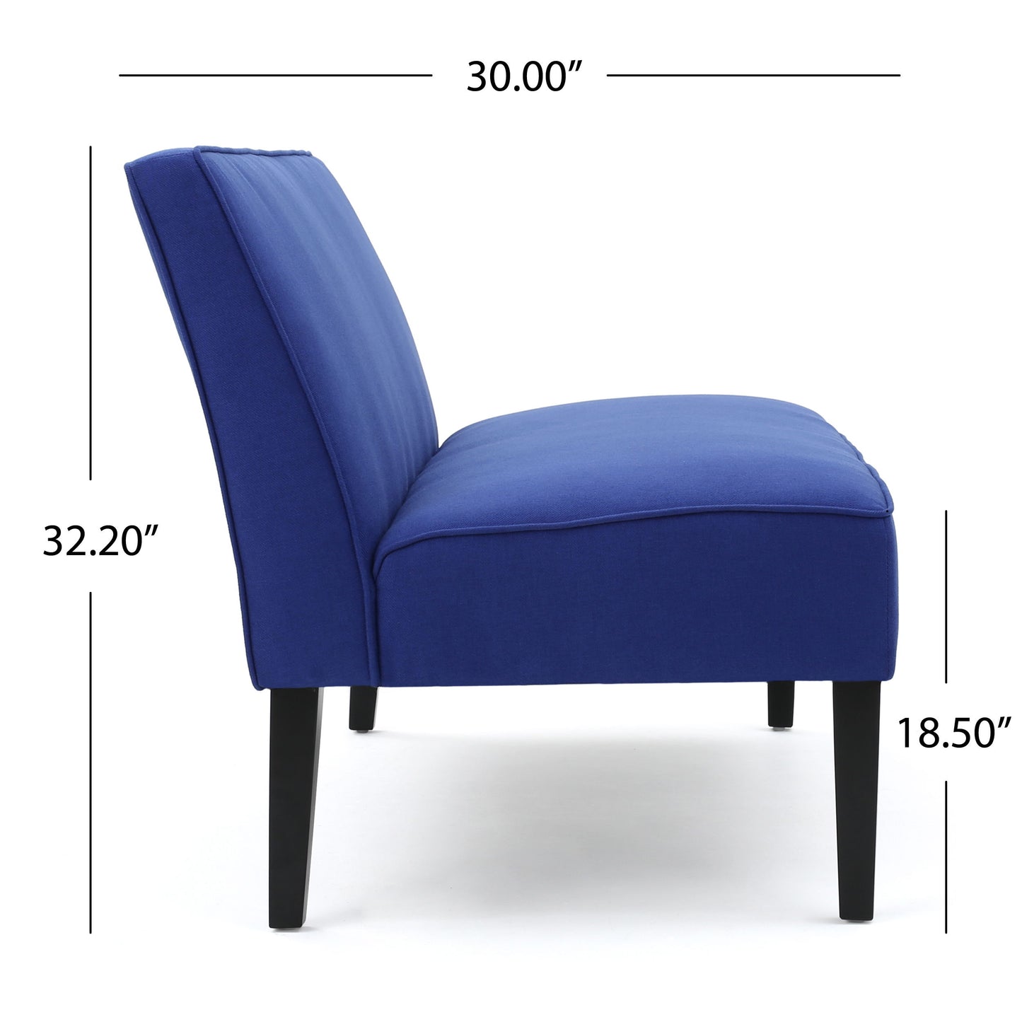 Contemporary Loveseat With Upholstered Fabric And Birch Wood Legs - Navy Blue