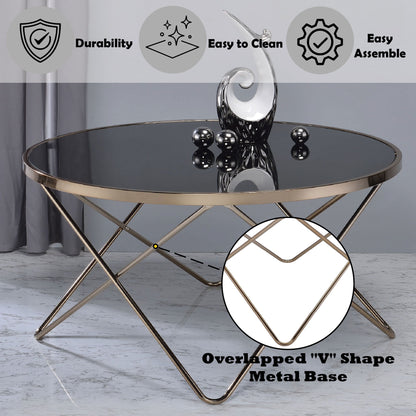 Valora - Glass Coffee Table - Black / Gold
