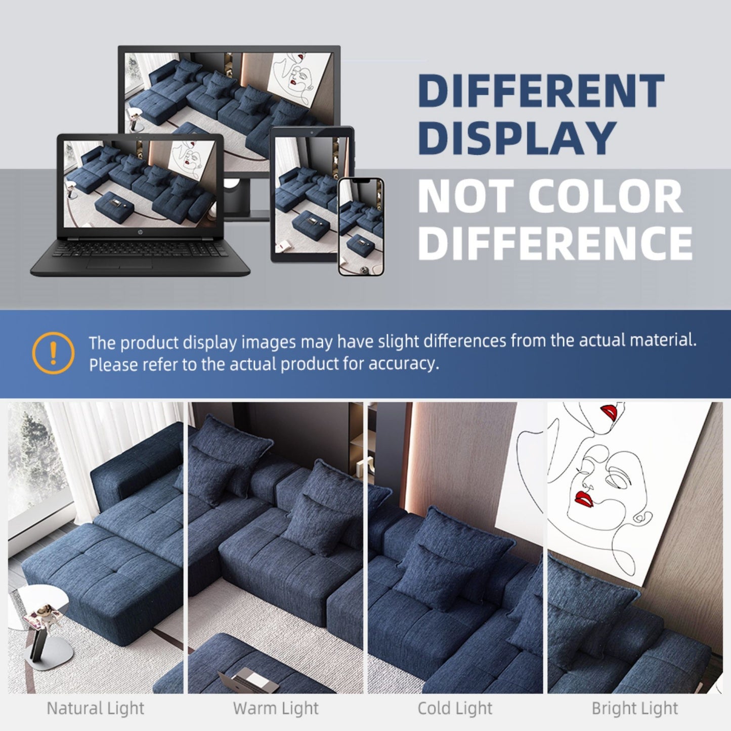Modern Oversized Modular Sectional Sofa, Sparkling Chenille Fabric Soft Cushion Sofa With 8 Pillows, 8 Pieces Diy Combination Tufted Sofa, No Assembly Required - Blue