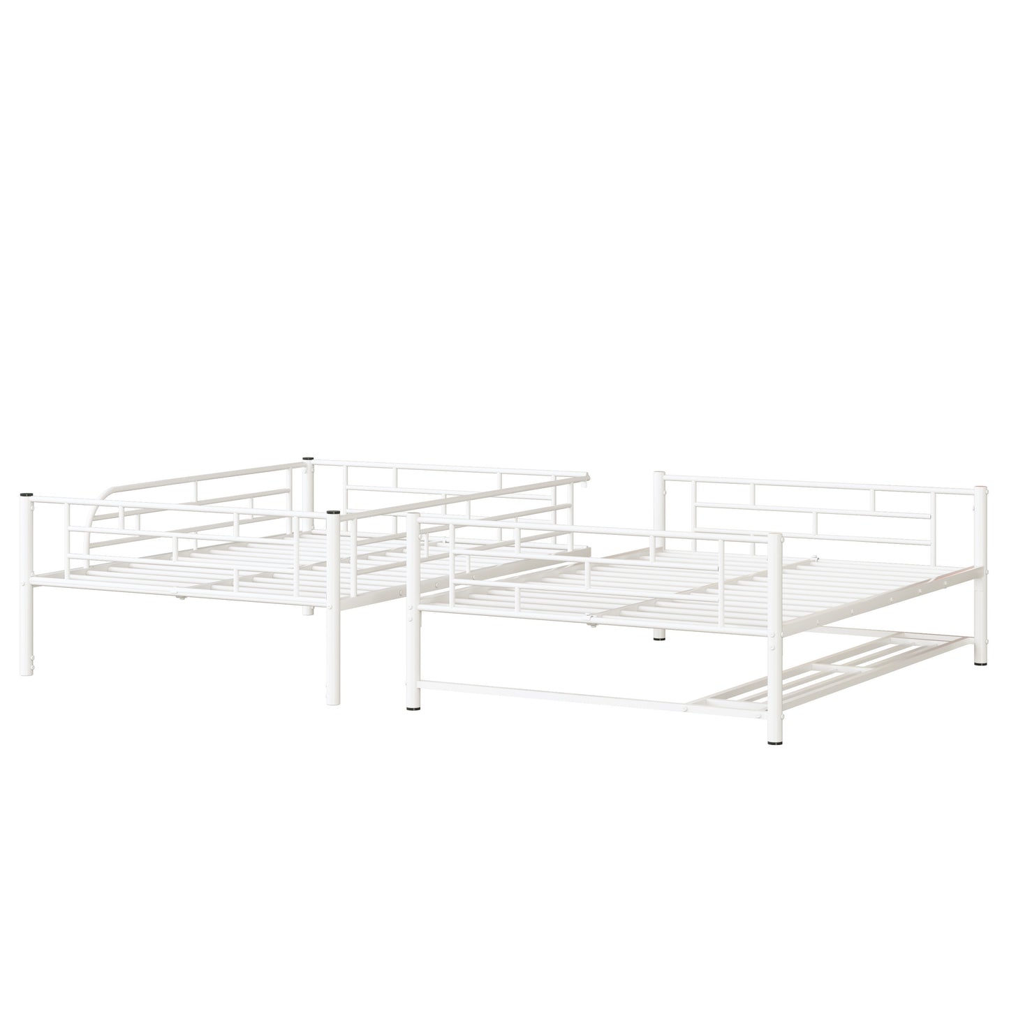Full Over Full Bunk Bed With Shelf And Guardrails - White