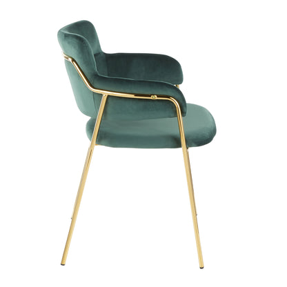 Napoli - Contemporary Chair (Set of 2) - Gold / Emerald Green