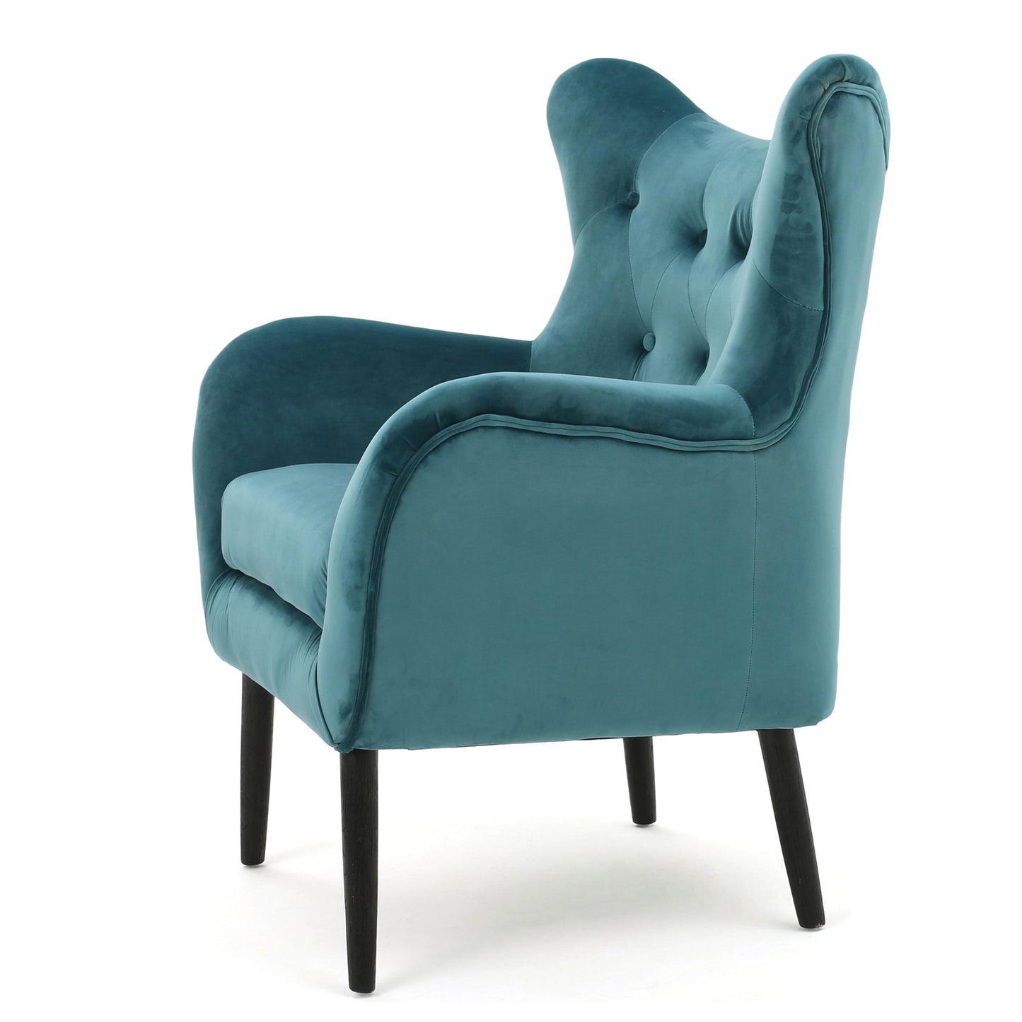 Alyssa - Velvet Arm Chair With Wingback Design - Teal