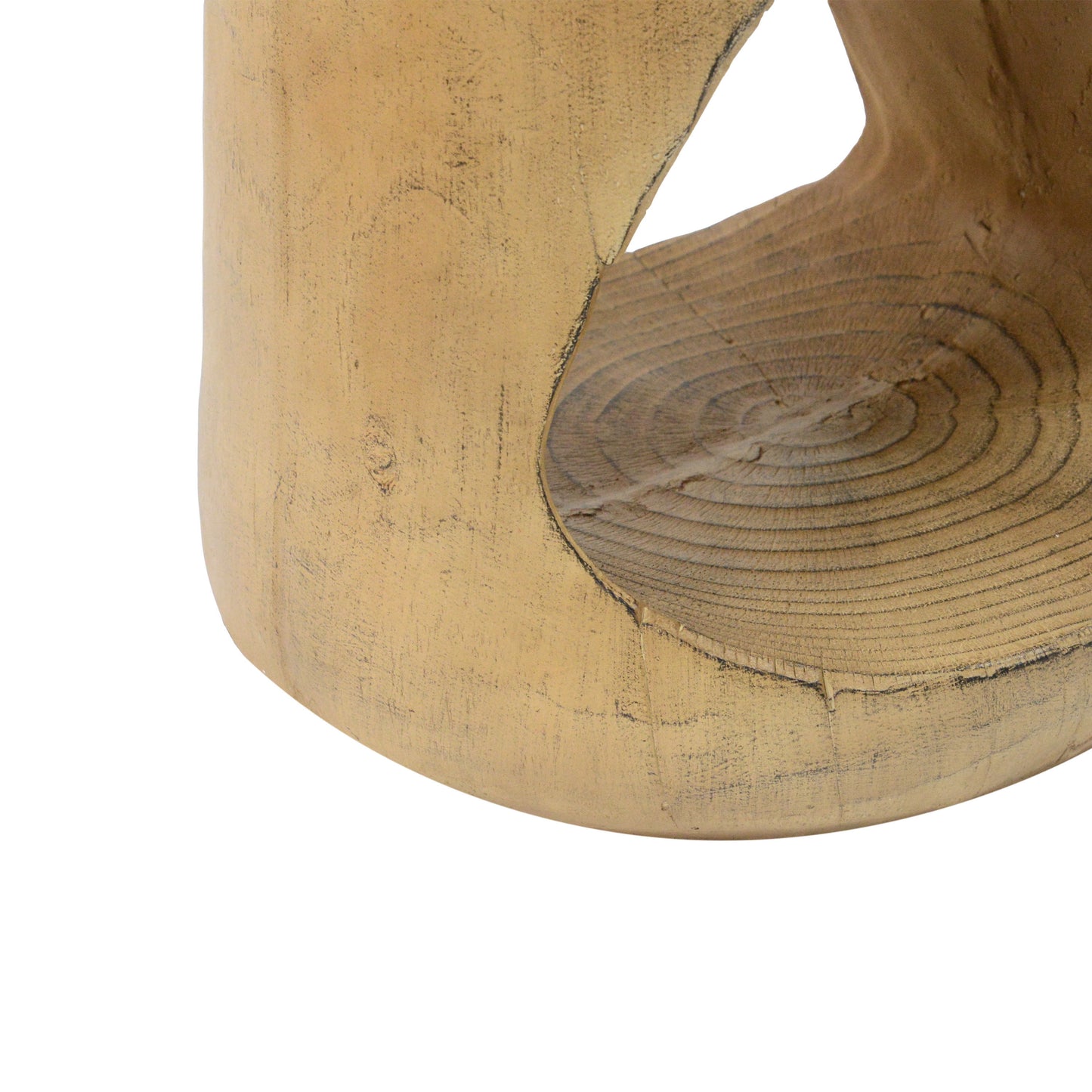 Mgo Hollow Side Table With Wood - Like Texture - Natural