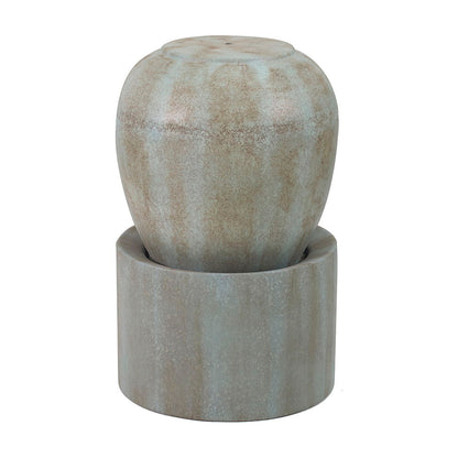 Heavy Outdoor Cement Fountain Antique, Cute Unique Urn Design Water Feature For Home Garden, Lawn Deck & Patio - Antique Blue