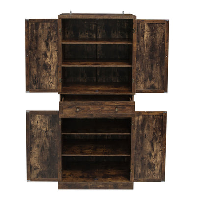 4 Door Cabinet With 1 Drawer, With 4 Adjustable Inner Shelves, Storage Cabinet - Natural
