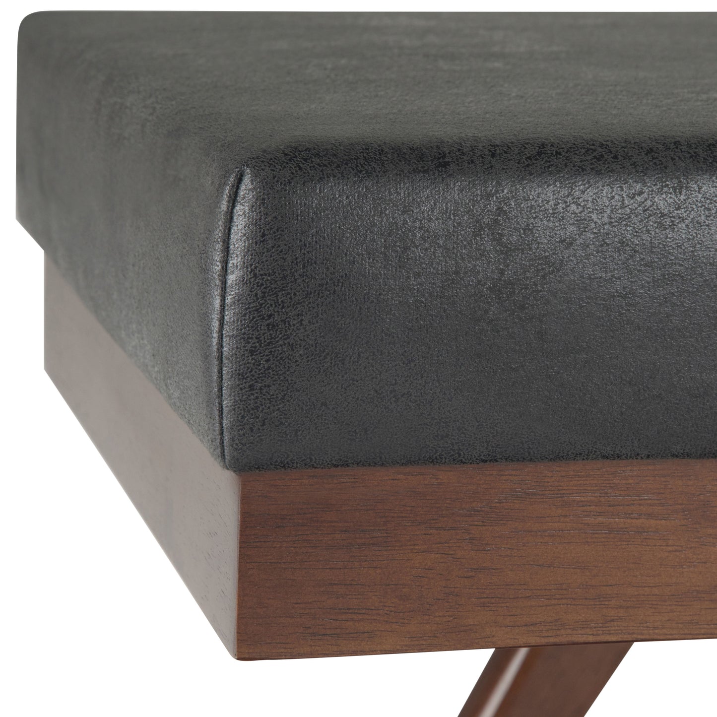 Chanelle - Mid Century Ottoman Bench - Distressed Black