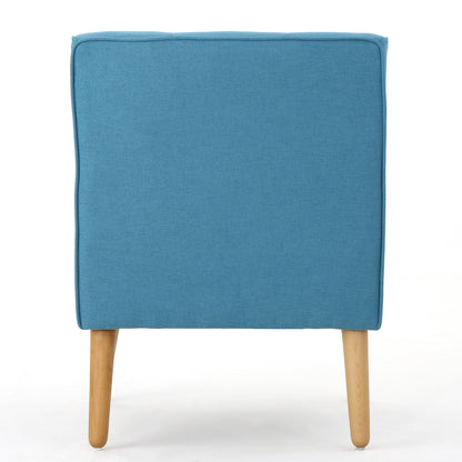 Modern Arm Chair With Tufted Back And Wooden Legs - Teal