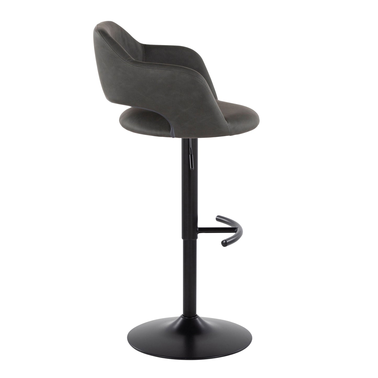 Margarite - Contemporary Adjustable Barstool With Swivel With Rounded T Footrest (Set of 2) - Black / Gray