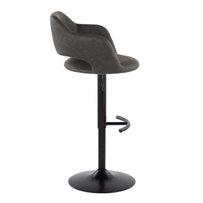 Margarite - Contemporary Adjustable Barstool With Swivel With Rounded T Footrest (Set of 2) - Black / Gray