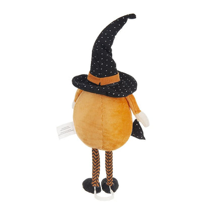 Standing Gnome With Gnome & Holding Banner, For Halloween Decor - Black / Orange / White