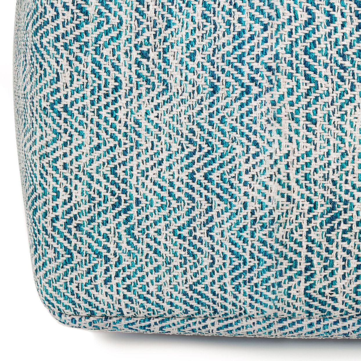 Nate - Square Pouf - Patterned Teal Melange
