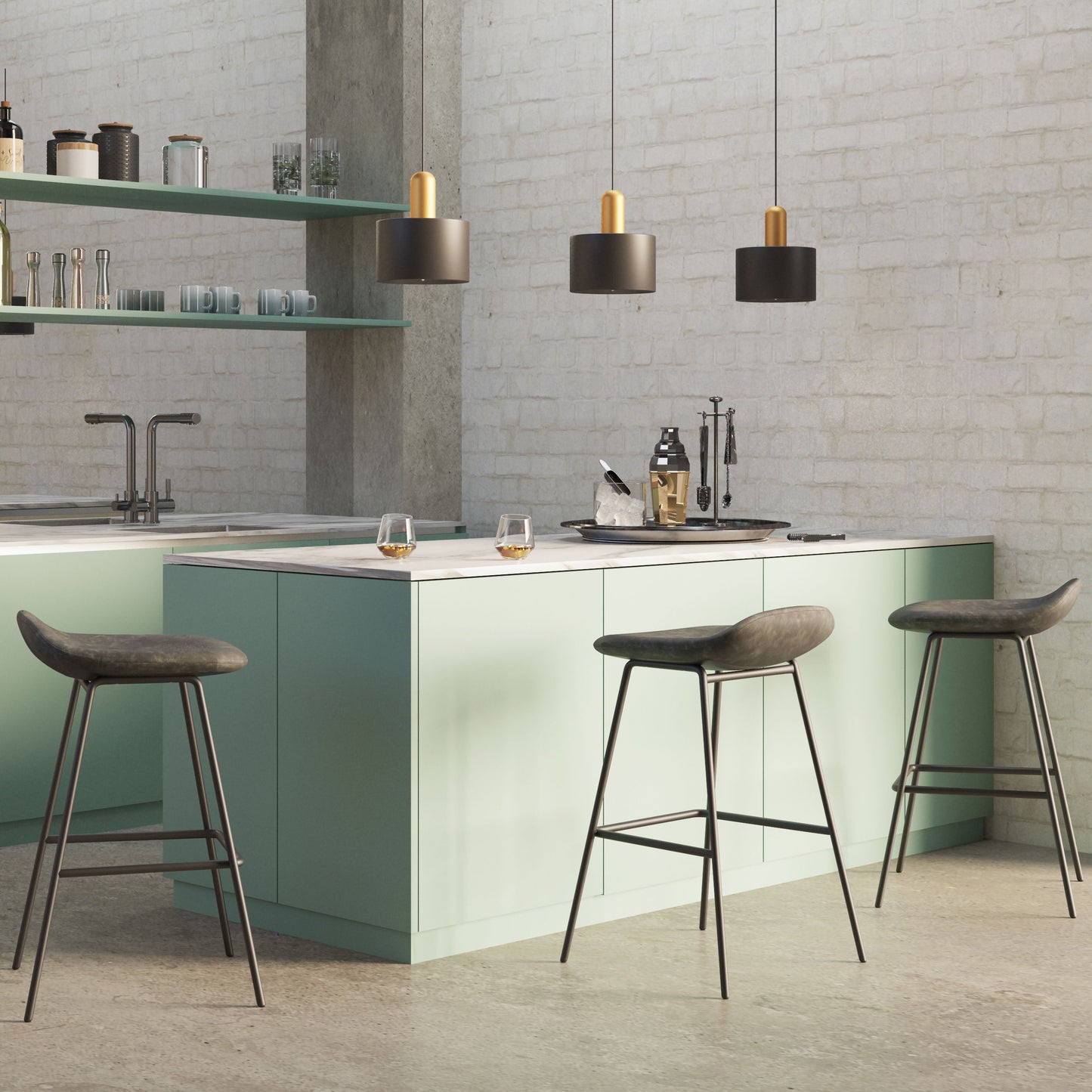 Dafney - Bar Stool (Set of 2) - Distressed Charcoal Gray