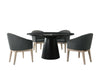 Jasper - 5 Piece Round Dining Table Set With Gray Chairs (Set of 5) - Ebony Black
