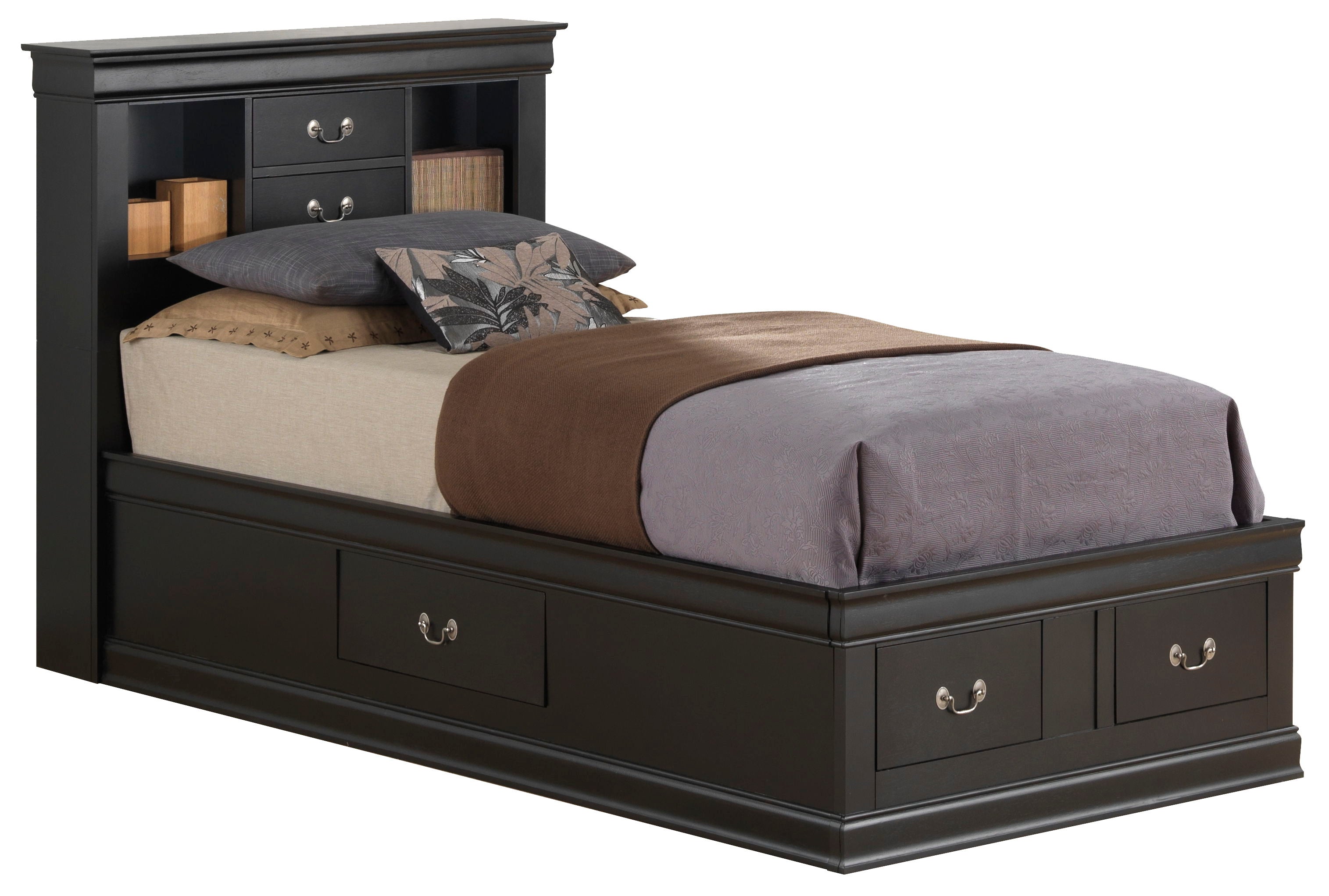 Louis Phillipe - Twin Storage Bed - Black
