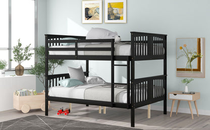 Full Over Full Bunk Bed With Ladder For Bedroom - Espresso