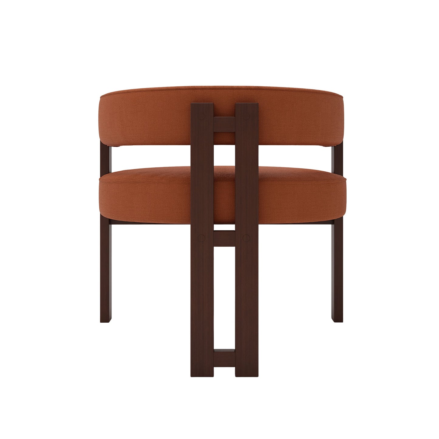 Modern Accent Chair Teddy Upholstered Armchair Open Back 3 Legs Barrel Dining Chair - Orange