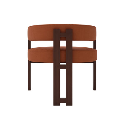 Modern Accent Chair Teddy Upholstered Armchair Open Back 3 Legs Barrel Dining Chair - Orange