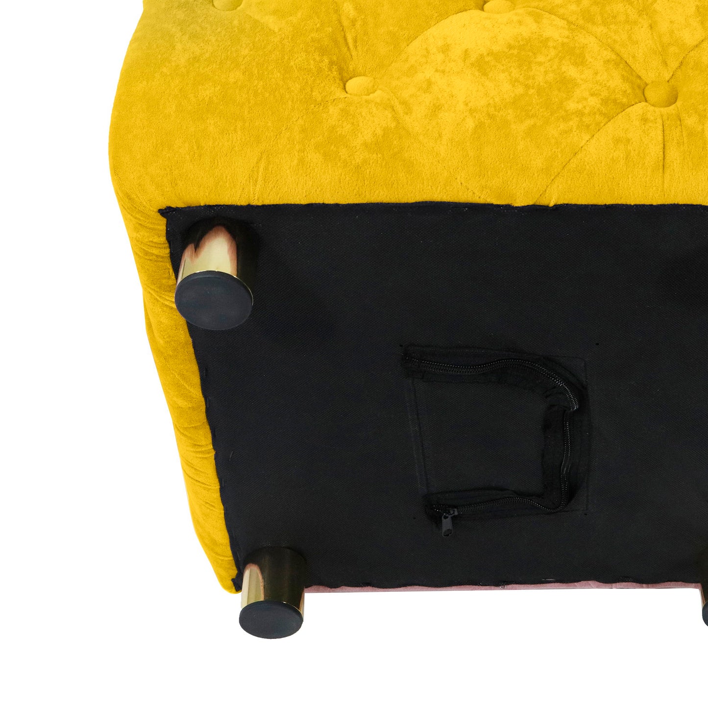 Modern Velvet Upholstered Ottoman, Exquisite Small End Table, Soft Foot Stool, Dressing Makeup Chair, Comfortable Seat For Living Room, Bedroom, Entrance - Yellow