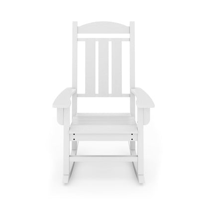 Traditional Porch Rocker Classic HDPE Poly Lumber For Porch, Patio, And Garden Comfort - White