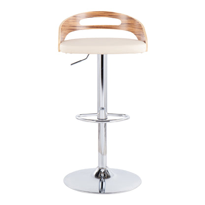 Cassis - Mid-Century Modern Adjustable Barstool With Swivel - Zebra / Cream