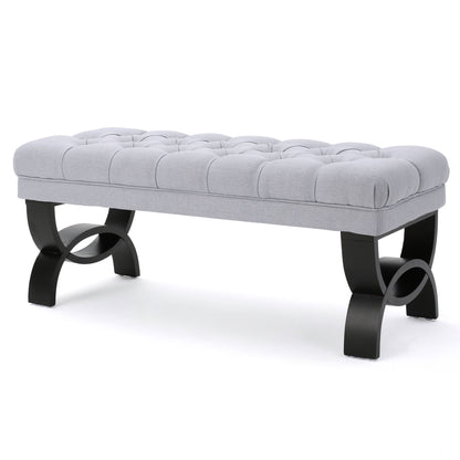 Hilton - Ottoman Bench With Classic Button Tufting - Light Gray