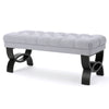 Hilton - Ottoman Bench With Classic Button Tufting - Light Gray