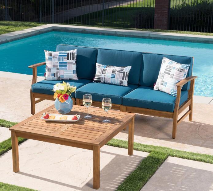 Perla - 3 Seater Sofa And Table Set - Blue
