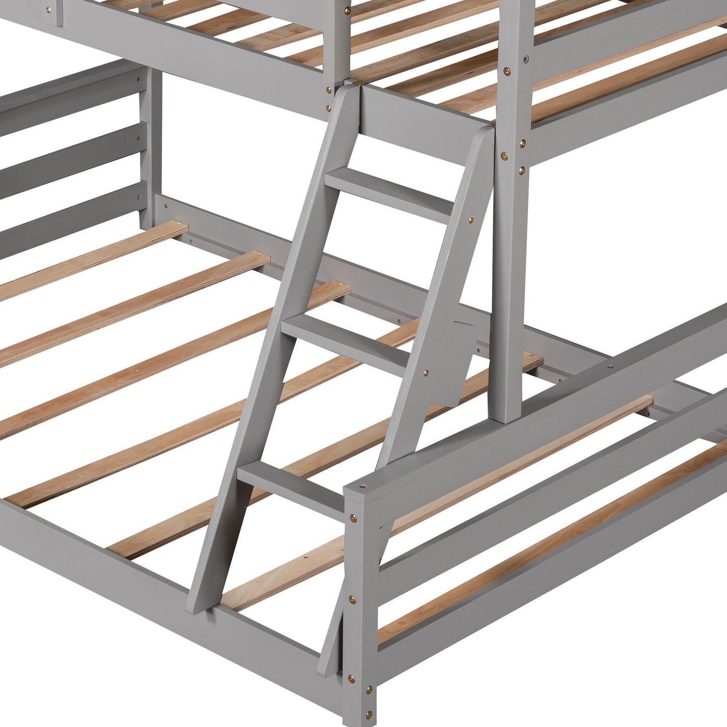 Twin Over Full House Bunk Bed With Built-In Ladder - Gray