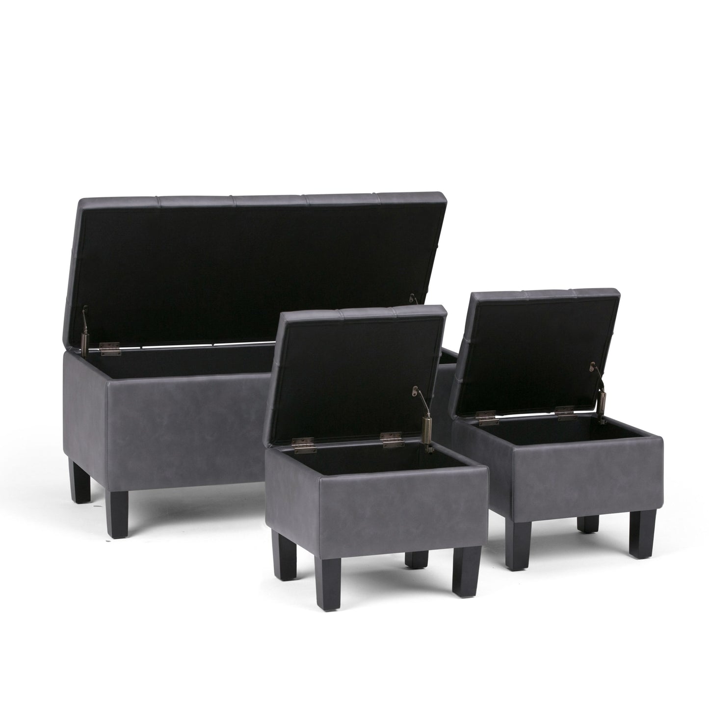 Dover - 3 Piece Storage Ottoman - Stone Gray