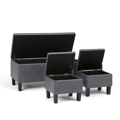 Dover - 3 Piece Storage Ottoman - Stone Gray