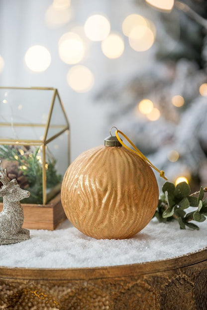 Christmas Ball Ornaments, Glass Decorative Hanging Ball Christmas Tree Ornaments For Holiday Party Decorations (Set of 4) - Gold