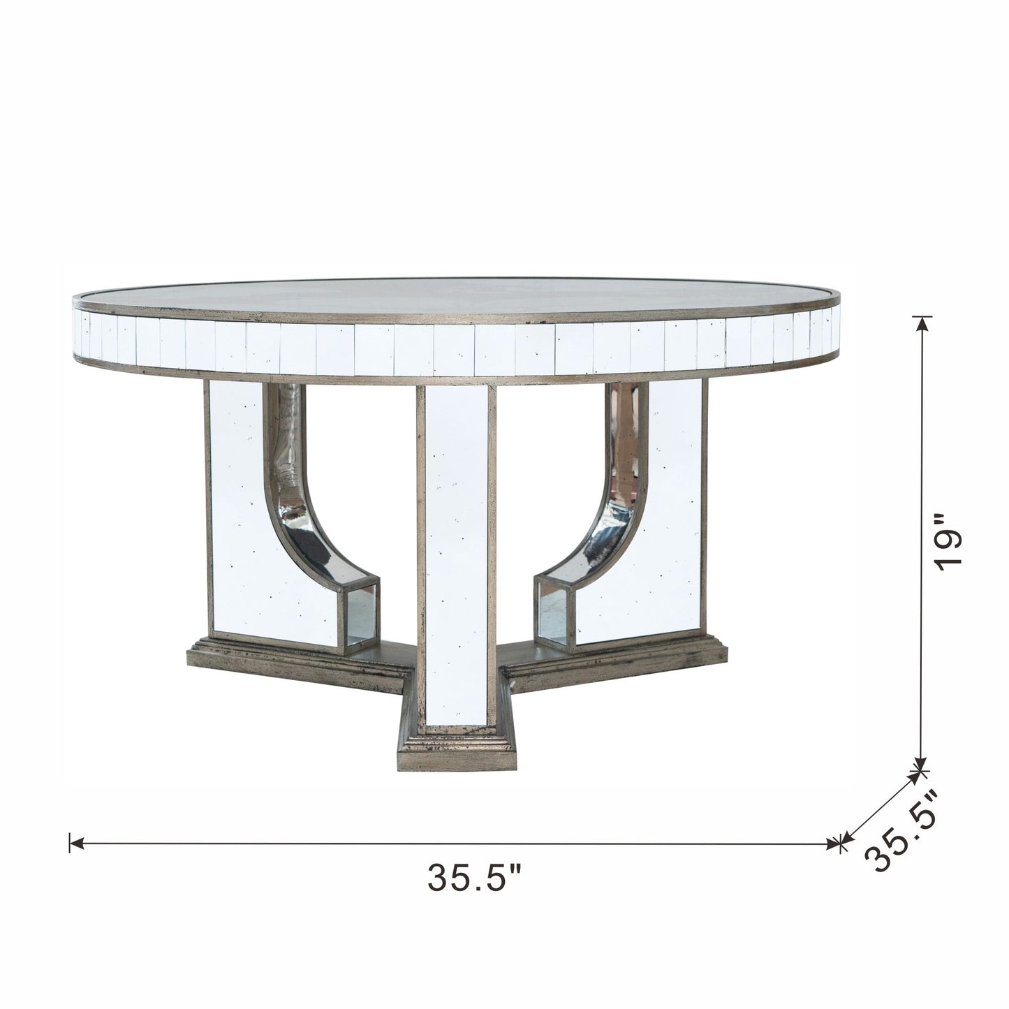 Round Coffee Table With Elegant Floral Design And Mirrored - Silver Multi