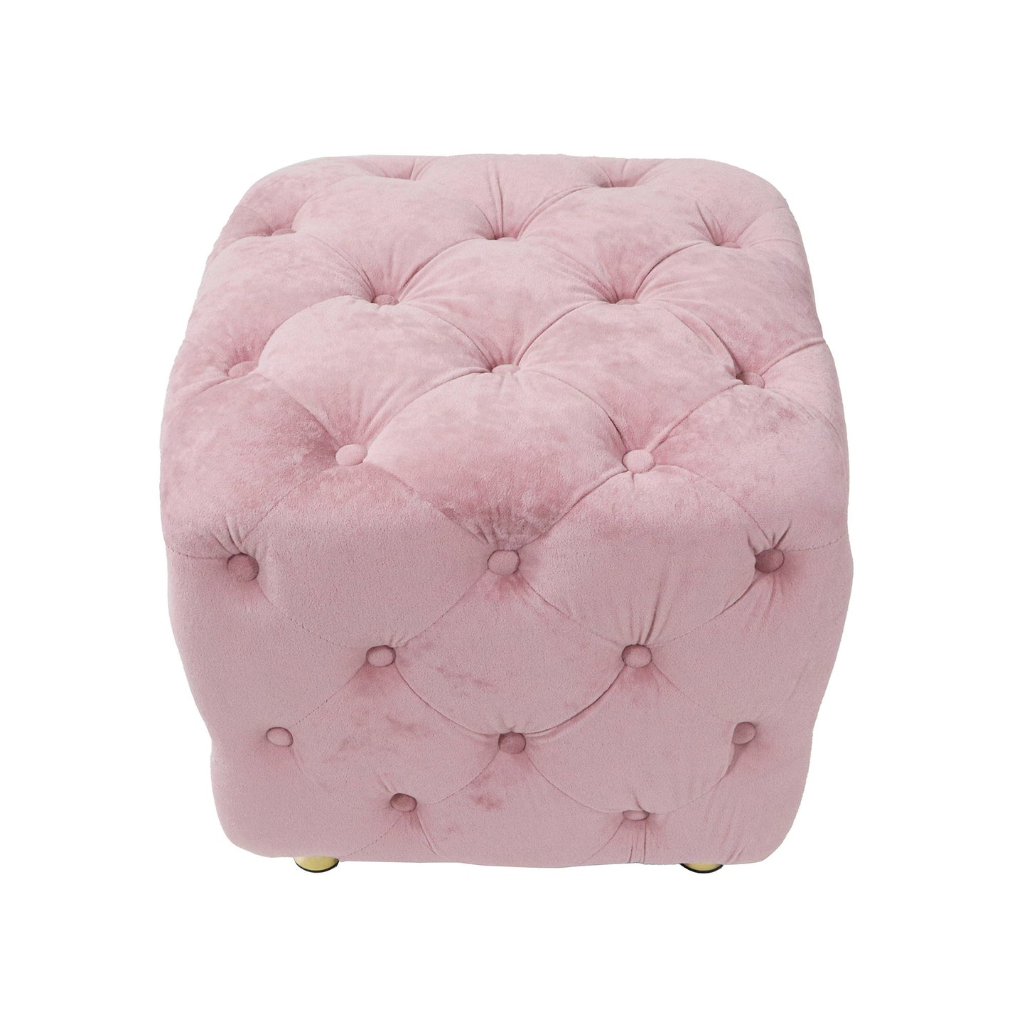 Modern Velvet Upholstered Ottoman, Exquisite Small End Table, Soft Foot Stool, Dressing Makeup Chair, Comfortable Seat For Living Room, Bedroom, Entrance - Pink