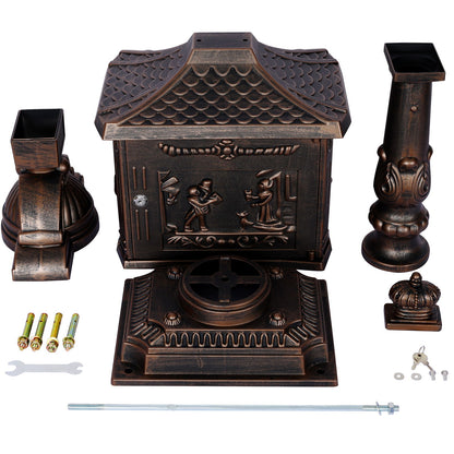 Cast Aluminum Mail Box, Postal Box, Mailbox - Bronze
