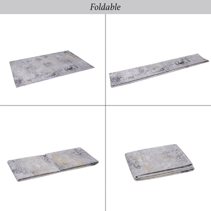 Maval - 5' X 8' Washable Area Rug - Gray / Gold